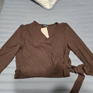 Brown Wrap Top